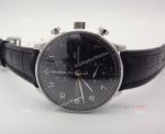 IWC Schaffhausen Black Face 7750 Automatic Movement Black Leather Watch